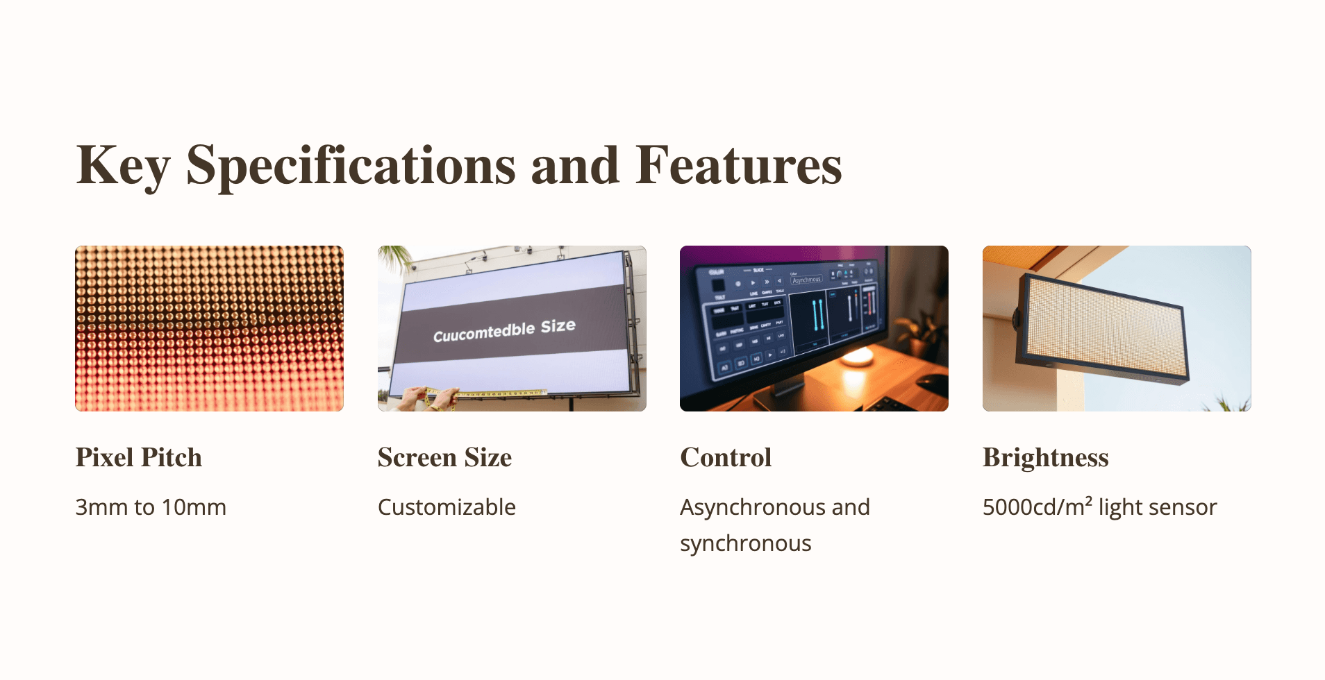 Key specifications and features of digital signages